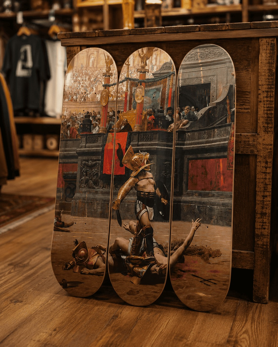 Skateboard Wall Art for Independent Bookstores: Decor for Narrow Shelving Walls