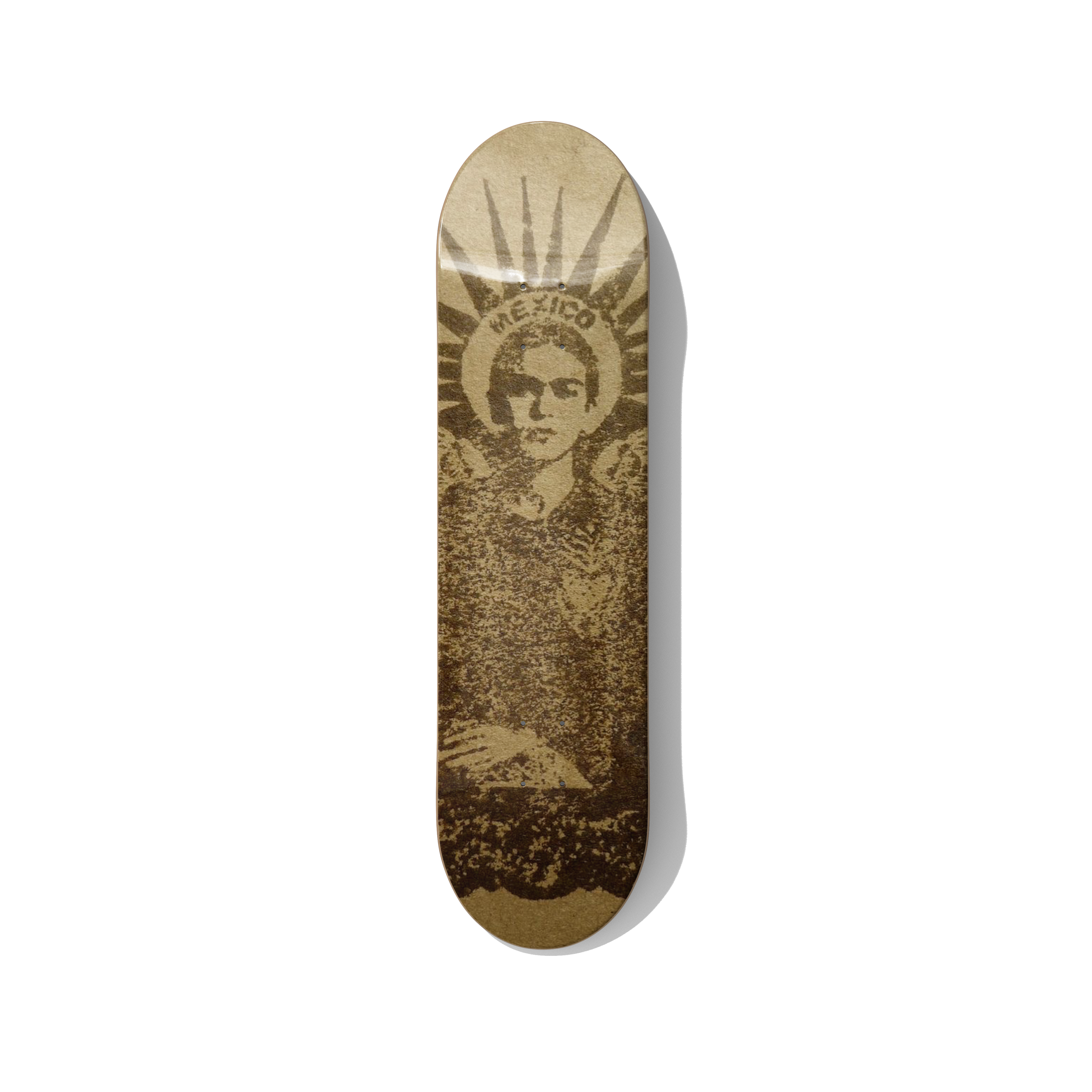 Frida Kahlo street art skateboard wall art on Canadian maple — comparison with classical masters — DeckArts Berlin