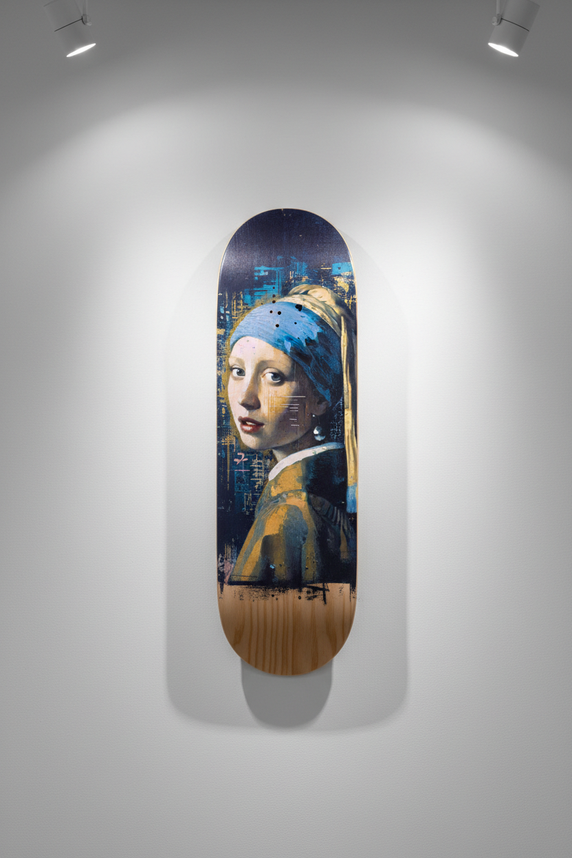 Girl with a Pearl Earring Skateboard Art: Vermeer Reimagined