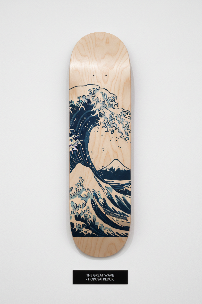 Hokusai Great Wave skateboard art