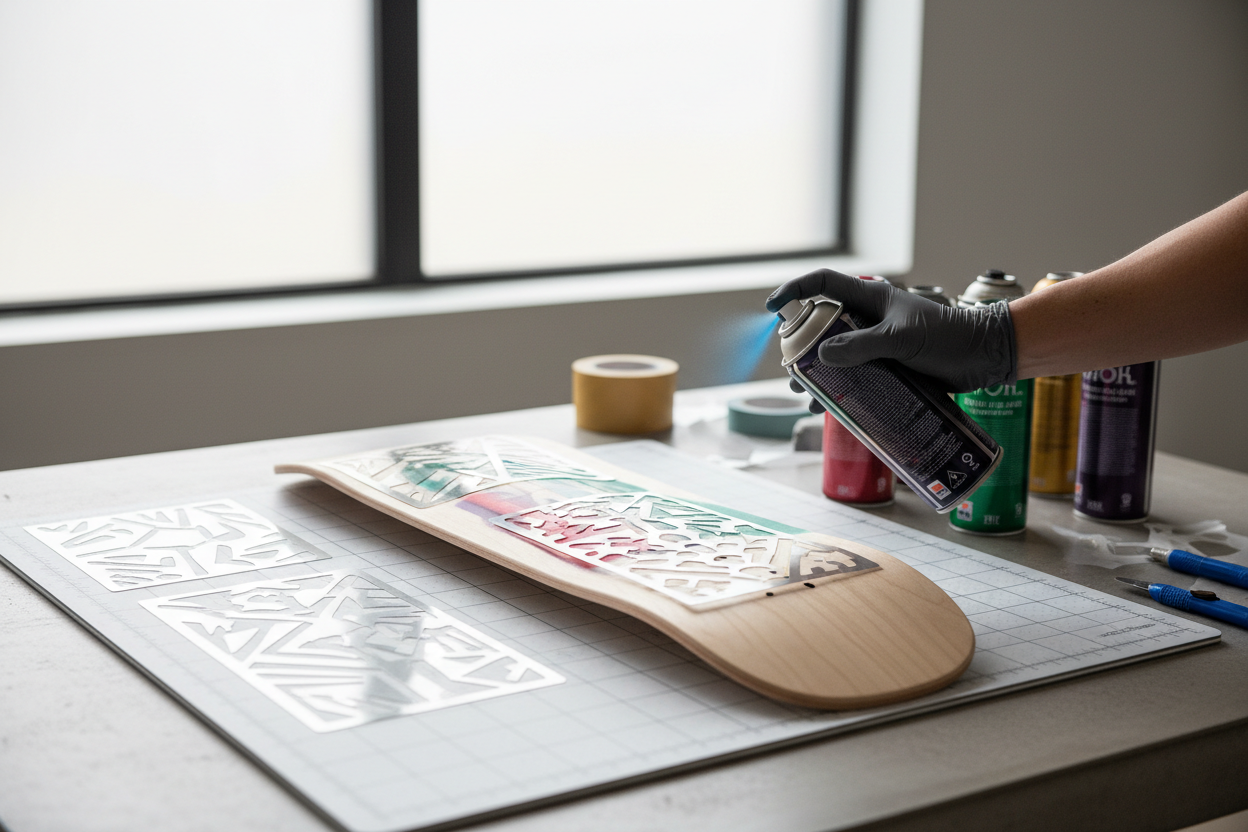 How to Stencil Art on Skateboard Decks