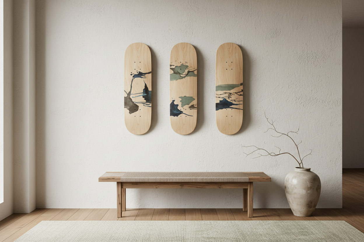 Japandi Style Skateboard Wall Art
