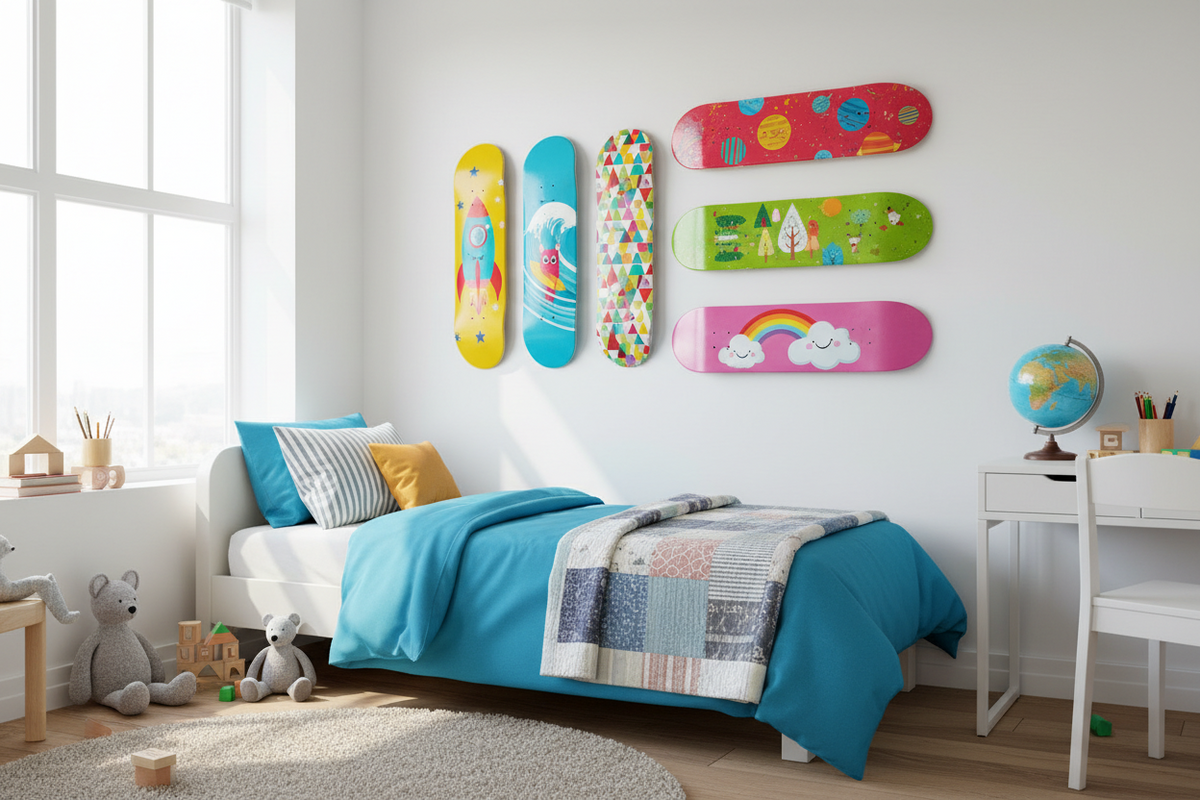 Skateboard Art for Kids Rooms: Fun and Safe Designs