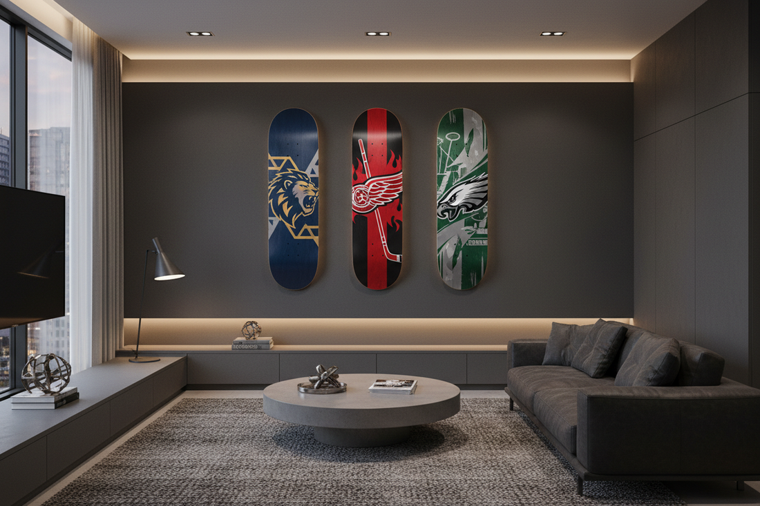 Sports Team Skateboard Wall Art: Fan Cave Ideas