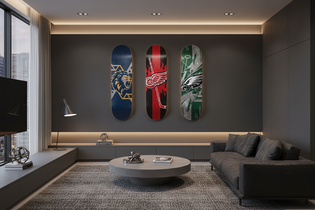 Sports Team Skateboard Wall Art: Fan Cave Ideas