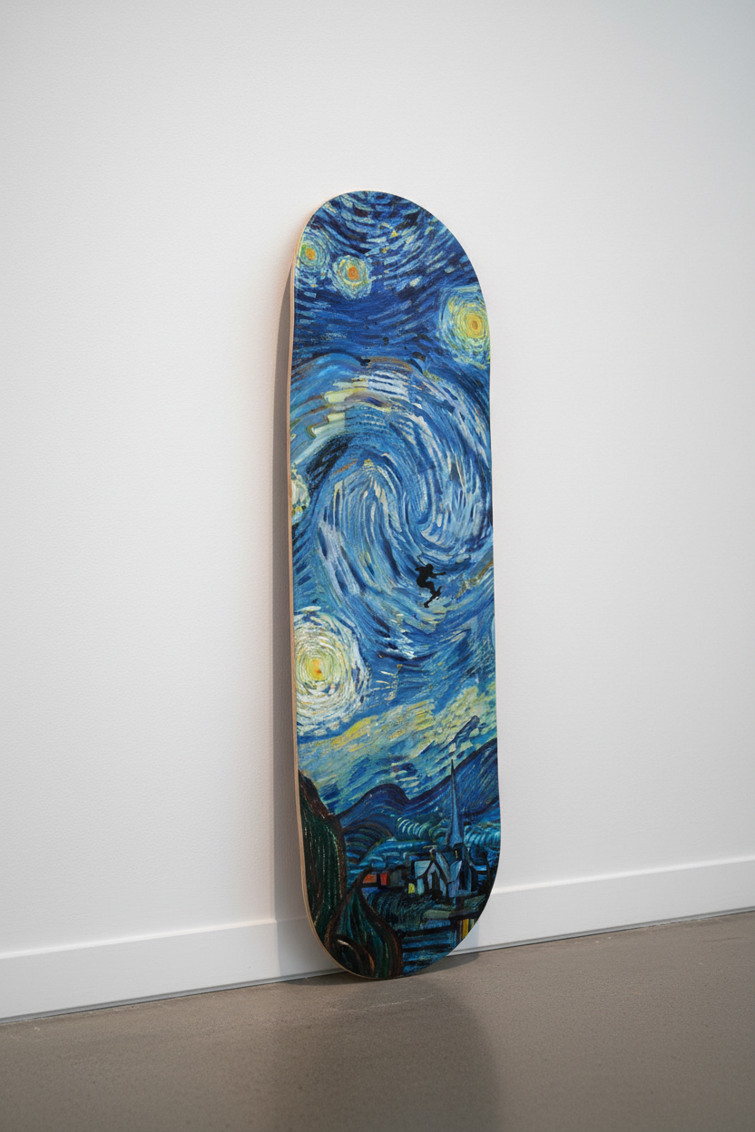 Starry Night Skateboard Deck Art: Van Gogh Meets Street Culture