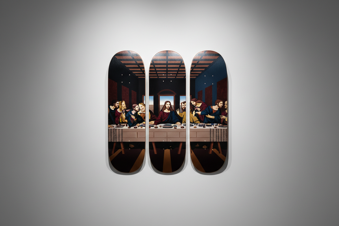 The Last Supper Skateboard Triptych: Religious Art for Modern Walls