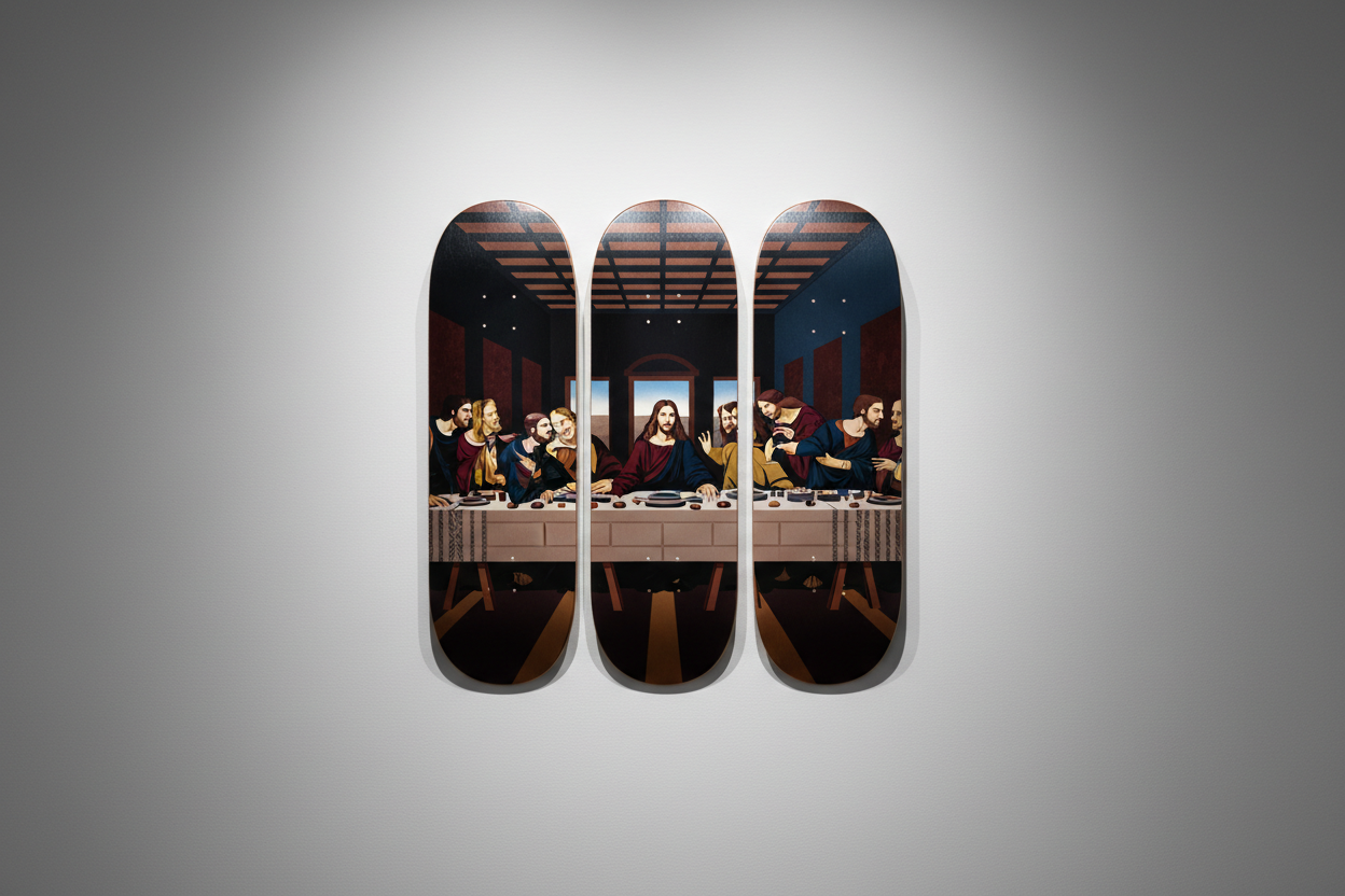 The Last Supper Skateboard Triptych: Religious Art for Modern Walls