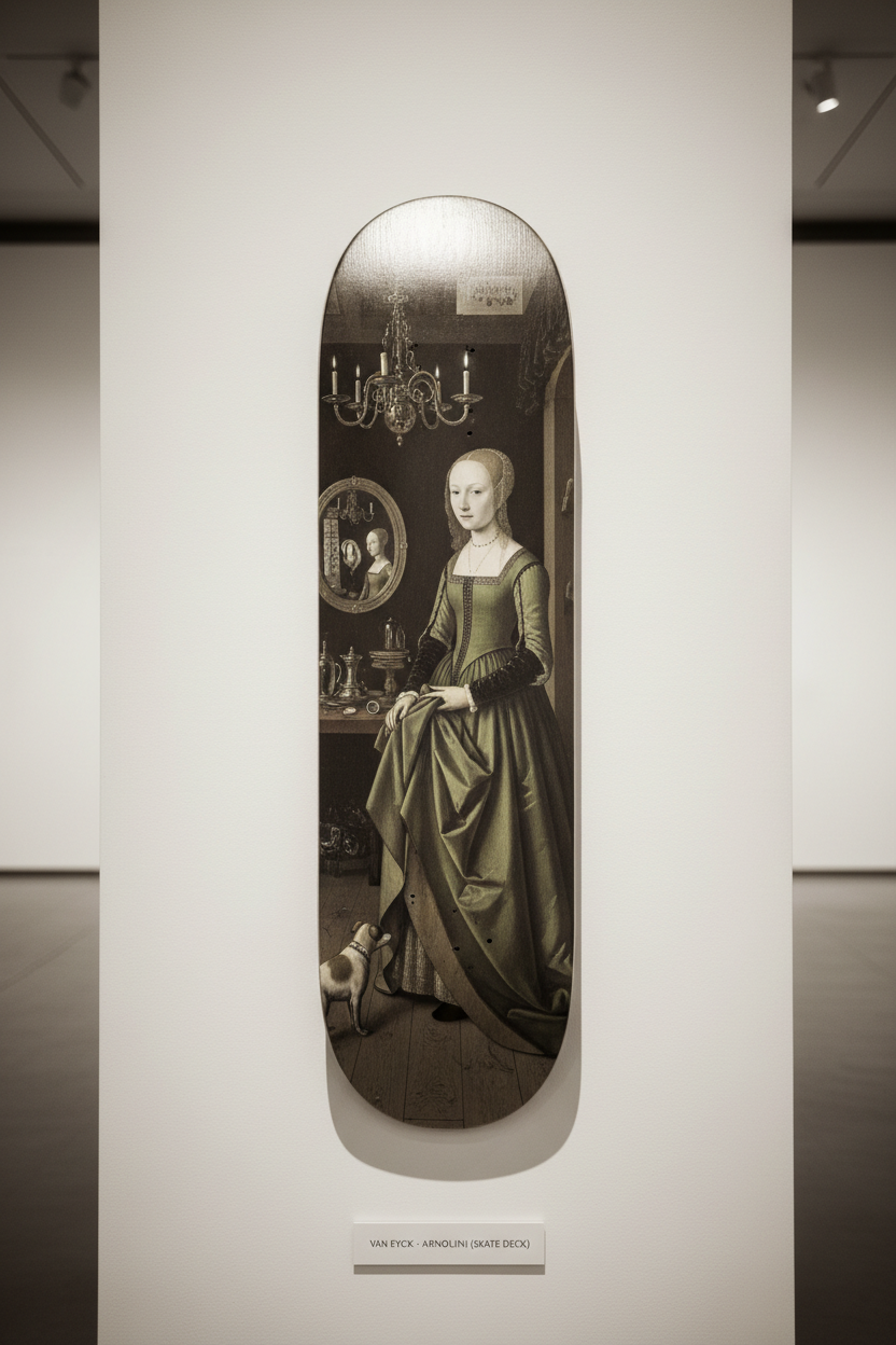 Van Eyck's Arnolfini Portrait as Skateboard Wall Art