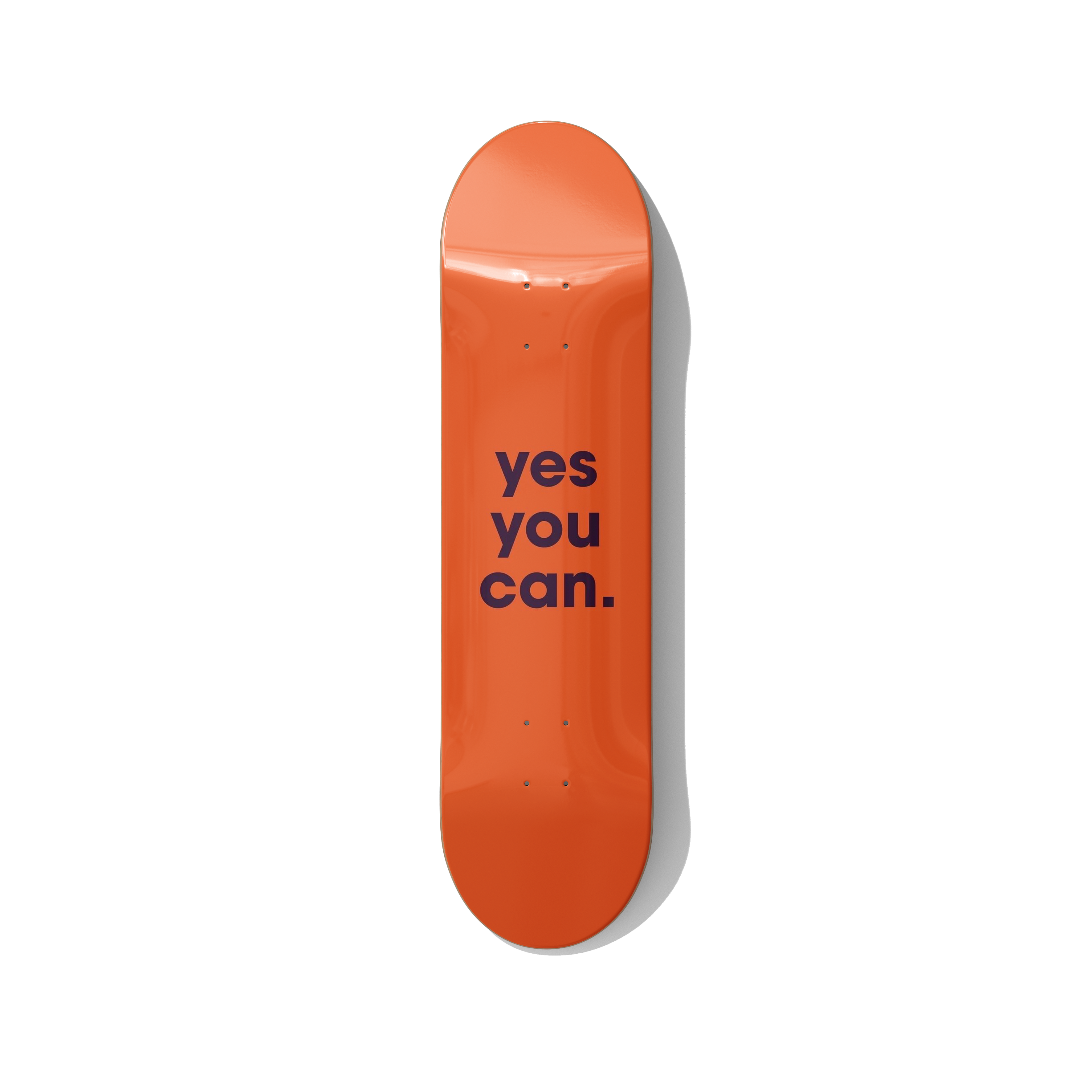 Yes You Can minimal motivational typography skateboard wall art on Canadian maple deck