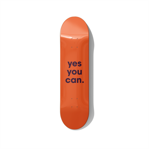 Yes You Can minimal motivational typography skateboard wall art on Canadian maple deck
