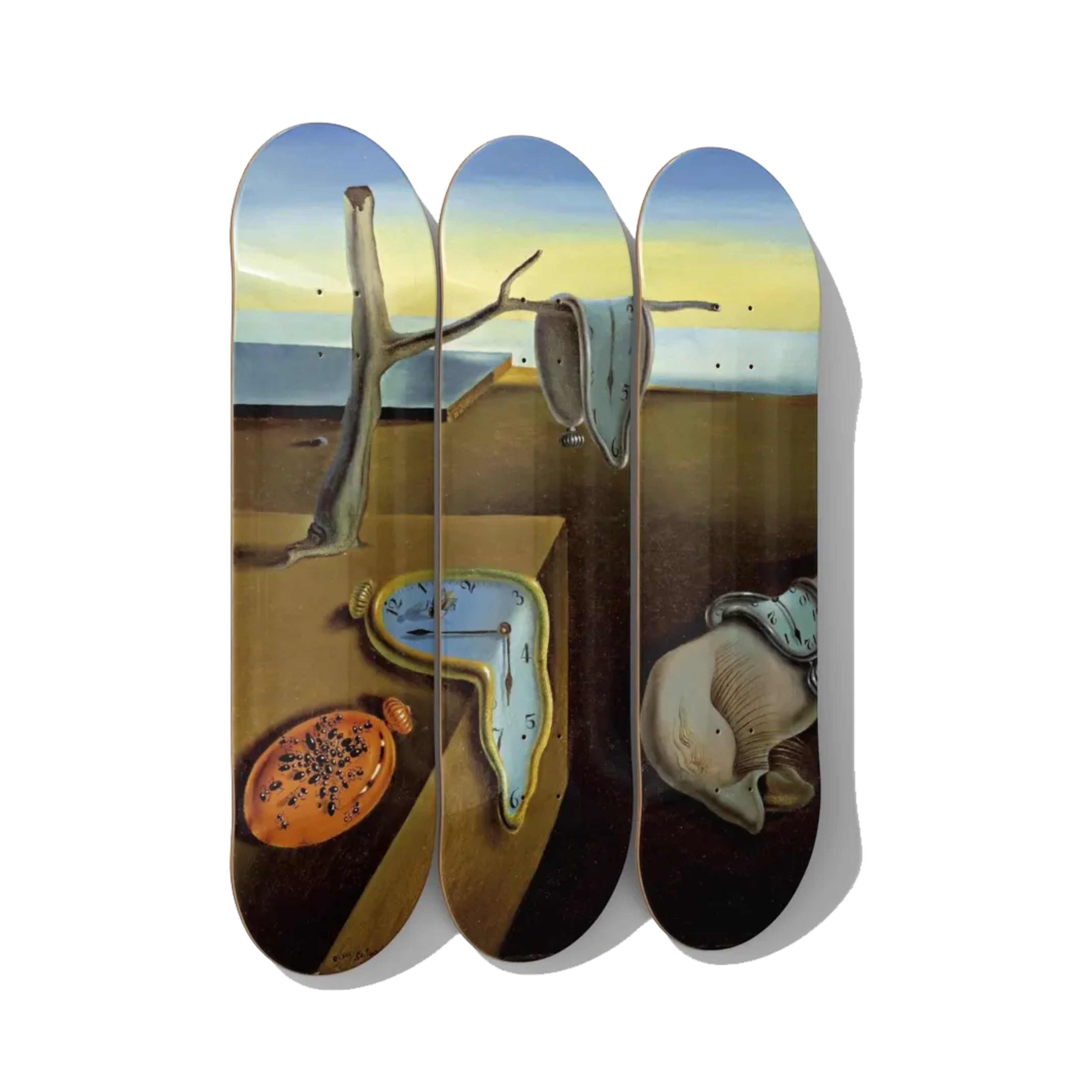 Salvador Dalí - The Persistence of Memory Skateboard Deck Triptych Wall Art - Premium Canadian Maple - deckarts.com
