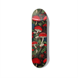 Fly Agaric Mushroom Botanical skateboard wall art on premium Canadian maple deck