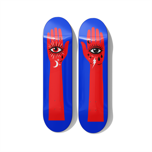Skateboard Wall Art – Mystical Hand Eye Diptych Set (2 Decks)