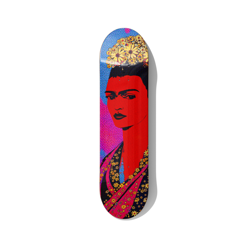 Floral Portrait Pop Art Skateboard Wall Art on Canadian Maple - deckarts.com