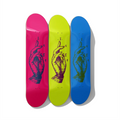 Byzantine IC XC Blessing Hand - Neon Trinity Skateboard Deck Triptych Wall Art - Premium Canadian Maple - deckarts.com