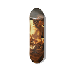 Caravaggio Saint John the Baptist skateboard wall art on premium Canadian maple deck