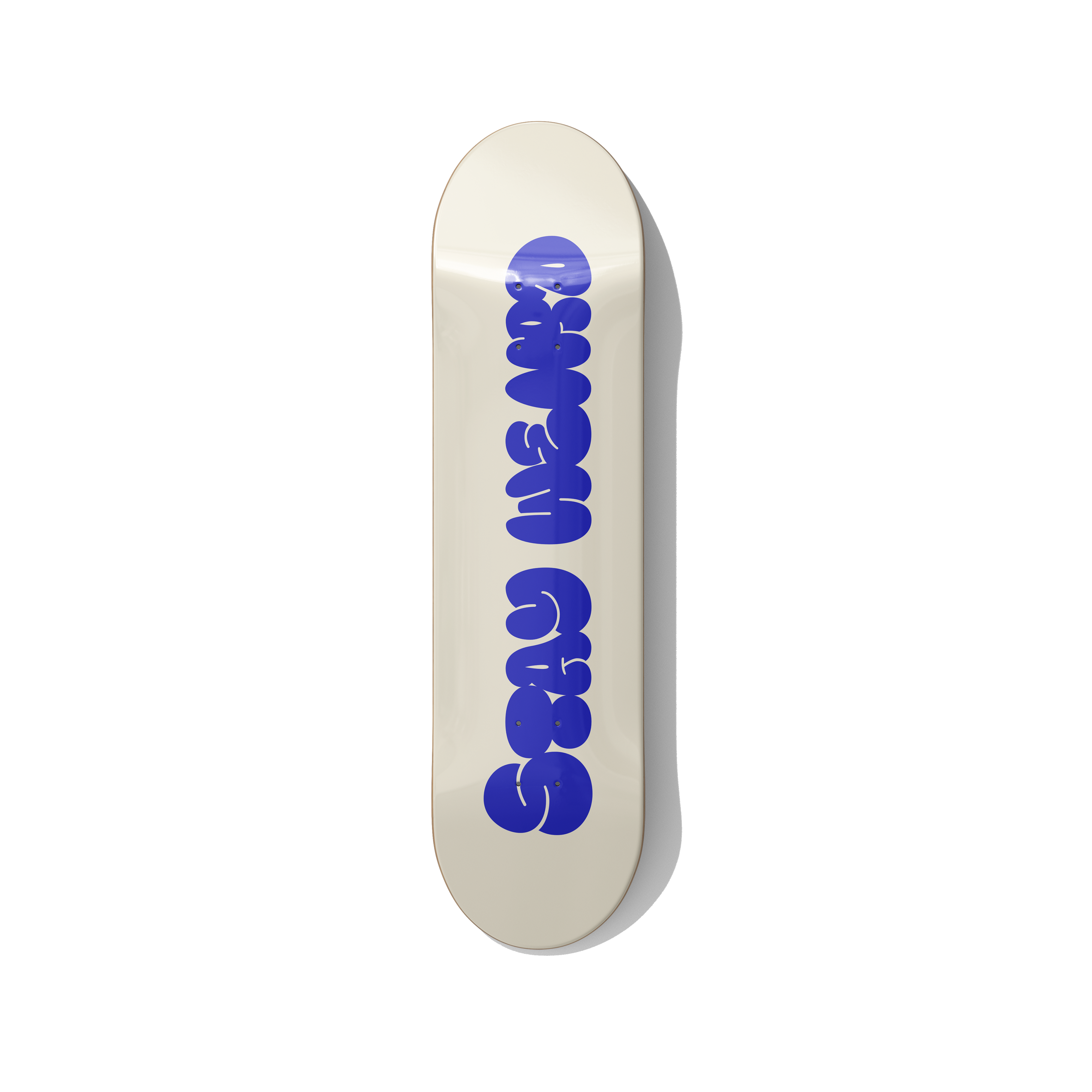 Stay Weird – Minimal Cream & Royal Blue Typography Skateboard Wall Art – Premium Canadian Maple Deck - deckarts.com
