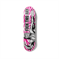 For the Future? skateboard wall art by Stefano Borella featuring a black-and-white illustrated figure, pink striped background and bold vertical text