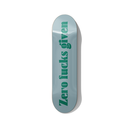 Zero Fucks Given – Minimalist Statement Skateboard Wall Art – Premium Canadian Maple Deck - deckarts.com