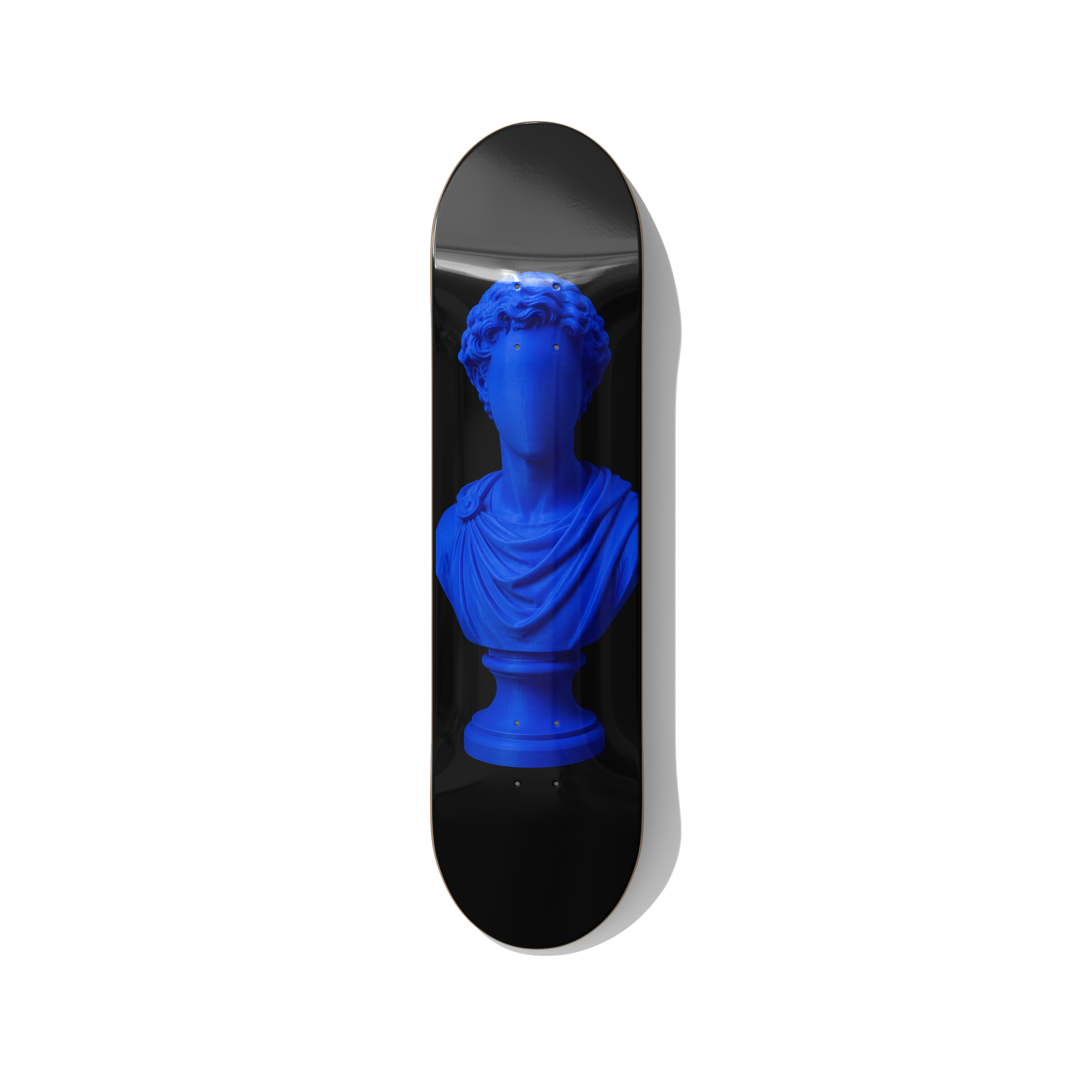 Blueprint classical bust blue skateboard wall art on premium Canadian maple deck