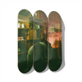 Local 42700 Okhtyrka winter courtyard street photography skateboard wall art on premium Canadian maple deck